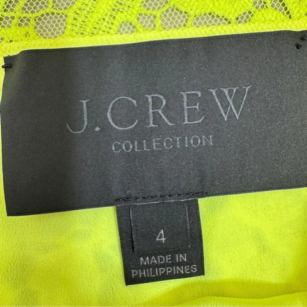 J. Crew Collection Neon‎ Lace Sleeveless Sheath Dress Yellow 4